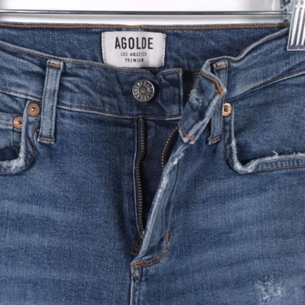 AGOLDE DISTRESSED Skinny Crop Jeans‎ Zip Fly A018 E843 Size 26